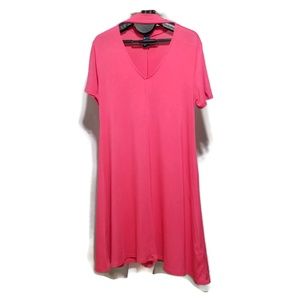 Solo La Fe Coral Pink V Neck Choker Collar Dress